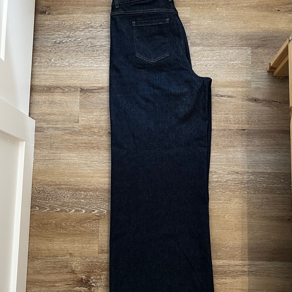 Spanx Wide Leg High Waisted Dark Blue Jeans Size 1X 1T Tall - Picture 7 of 10